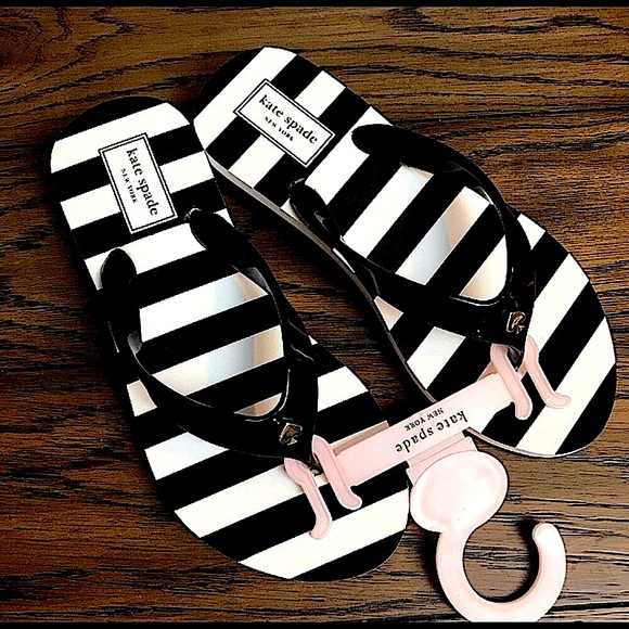 🆕🔥KATE SPADE(MILLI STLYLE)SUPER CUTE&STYLISH BLACK&WHITE♠️IN SILVERTHONG 🩴 - Picture 7 of 15